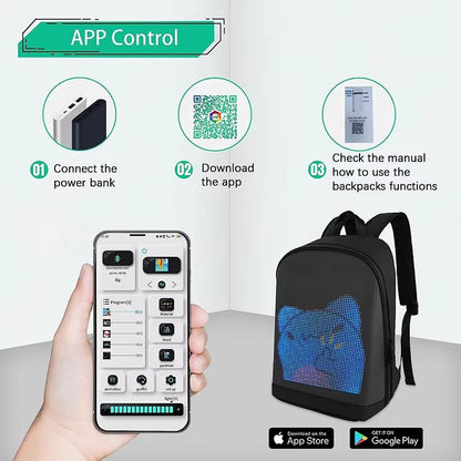 Novel Smart LED Dynamic Backpack Men Customizable Laptop Bag Walking Advertising Bags School Backpack for College Students